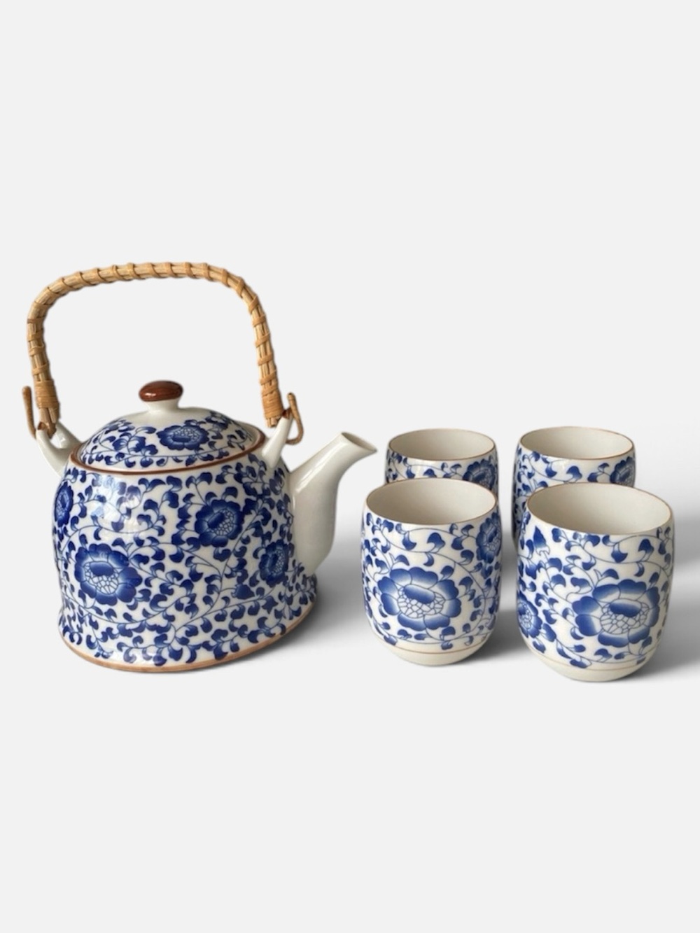 Vintage Fine China Blue & White Floral Porcelain Tea Set Cottagecore Glam